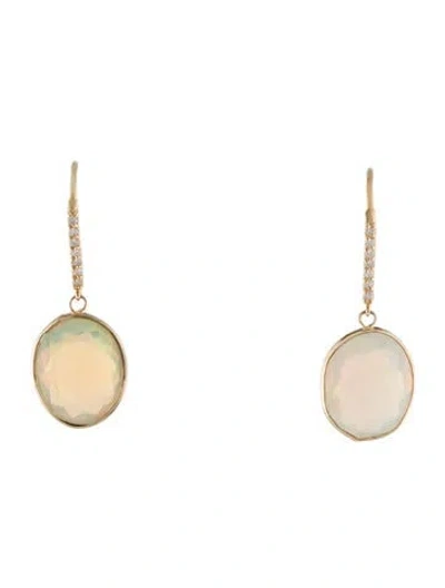 Pre-owned Earrings 14k 5.33ctw Opal & Diamond Drop  In Multi
