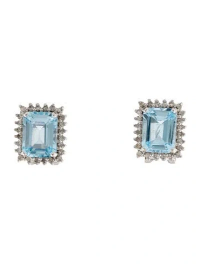 Pre-owned Earrings 14k 5.40ctw Topaz & Diamond Earclips In Multi