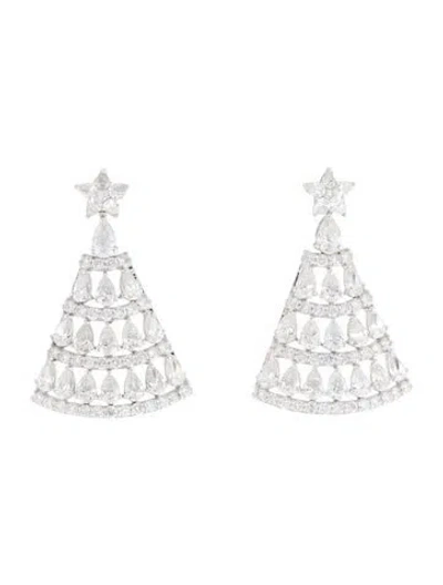 Pre-owned Earrings 14k 5.70ctw Lab-grown Diamond Fan Drop  In Multi