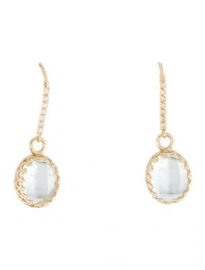 Pre-owned Earrings 14k 5.76ctw Aquamarine & Diamond Drop  In Multi