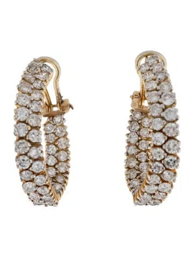 Pre-owned Earrings 14k 5.86ctw Diamond Hoop  In Multi