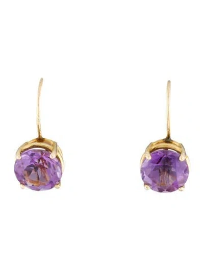 Pre-owned Earrings 14k 5.91ctw Amethyst Drop  In Multi