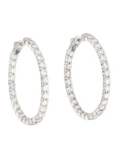 Pre-owned Earrings 14k 5.93ctw Diamond Inside Out Hoop  In Multi