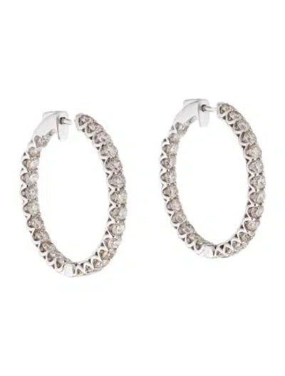 Pre-owned Earrings 14k 6.00ctw Diamond Inside-out Hoop  In Multi