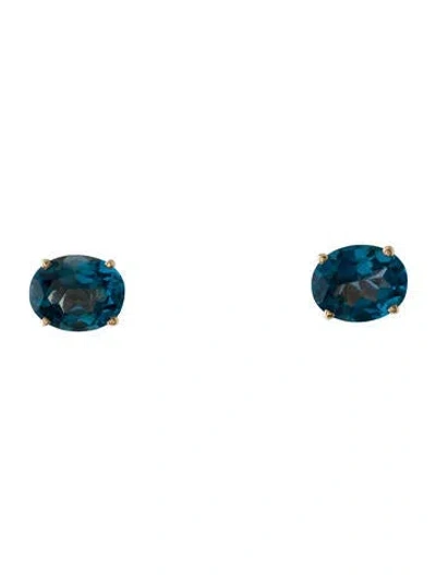 Pre-owned Earrings 14k 6.13ctw Topaz Stud  In Multi