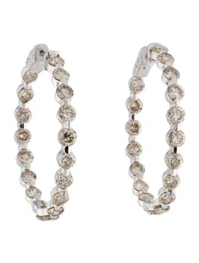 Pre-owned Earrings 14k 6.30ctw Diamond Hoop  In Multi