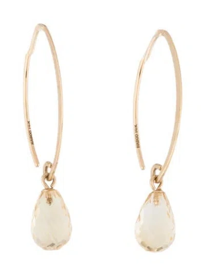 Pre-owned Earrings 14k 6.32ctw Citrine Drop  In Multi
