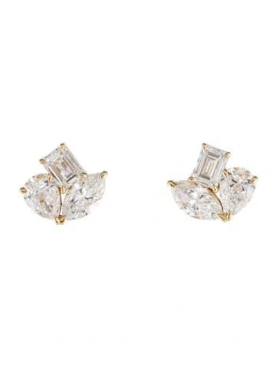 Pre-owned Earrings 14k 6.35ctw Lab-grown Diamond Cluster Stud  In Multi