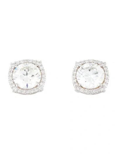 Pre-owned Earrings 14k 6.50ctw Lab-grown Diamond Halo Stud  In Multi