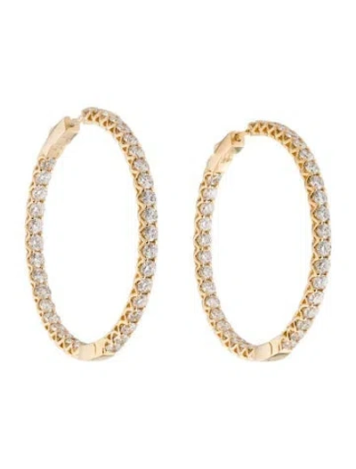 Pre-owned Earrings 14k 7.00ctw Diamond Inside-out Hoop  In Multi