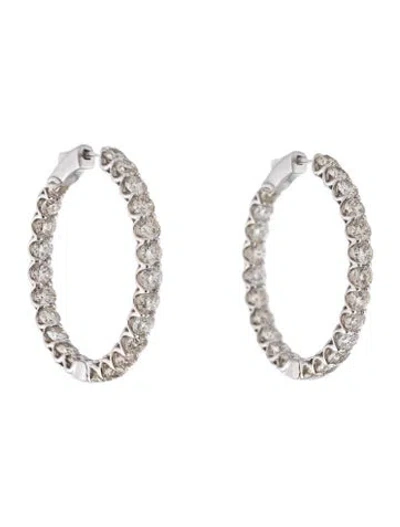 Pre-owned Earrings 14k 7.00ctw Diamond Inside-out Hoop  In Multi