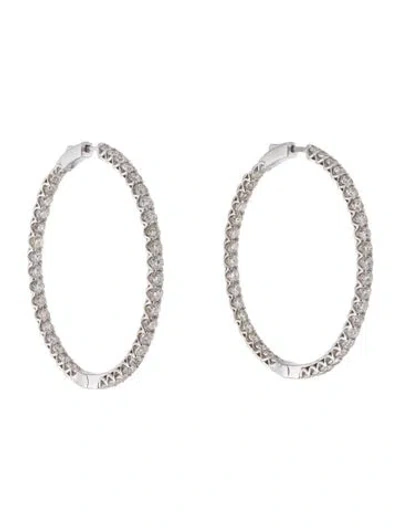 Pre-owned Earrings 14k 7.00ctw Diamond Inside-out Hoop  In Multi