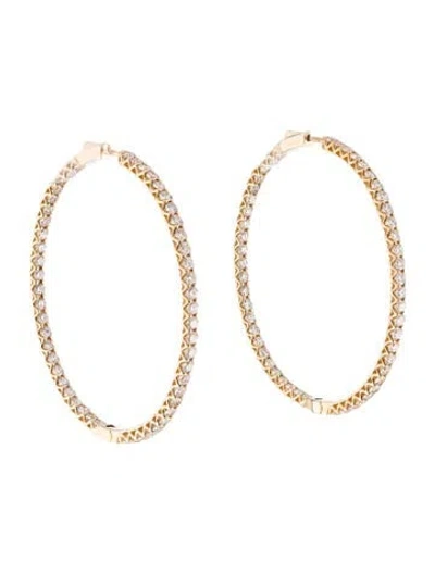 Pre-owned Earrings 14k 7.00ctw Diamond Inside-out Hoop  In Multi