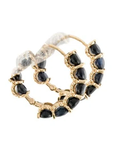 Pre-owned Earrings 14k 7.00ctw Sapphire Inside-out Hoop  In Multi