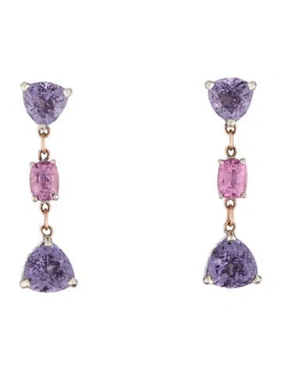 Pre-owned Earrings 14k 7.32ctw Spinel Drop  In Multi