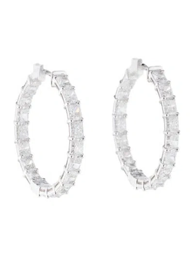 Pre-owned Earrings 14k 7.48 Ctw Lab-grown Inside-out Hoop  In Multi