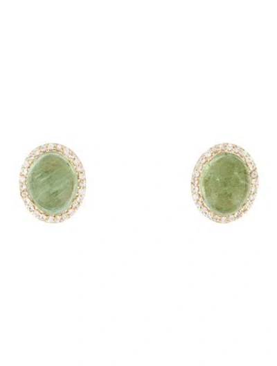 Pre-owned Earrings 14k 7.53ctw Tourmaline & Sapphire Stud  In Multi