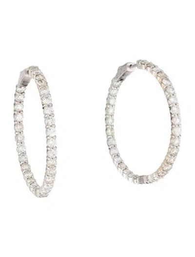Pre-owned Earrings 14k 7.80ctw Diamond Inside Out Hoop  In Multi