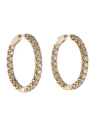 Pre-owned Earrings 14k 7.98ctw Diamond Hoop  In Multi