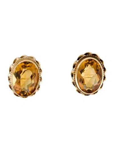 Pre-owned Earrings 14k 8.84ctw Citrine Stud  In Multi