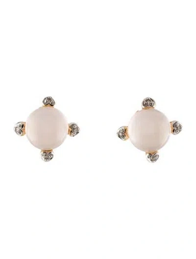 Pre-owned Earrings 14k 9.45ctw Rose Quartz & Diamond Earclip  In Multi