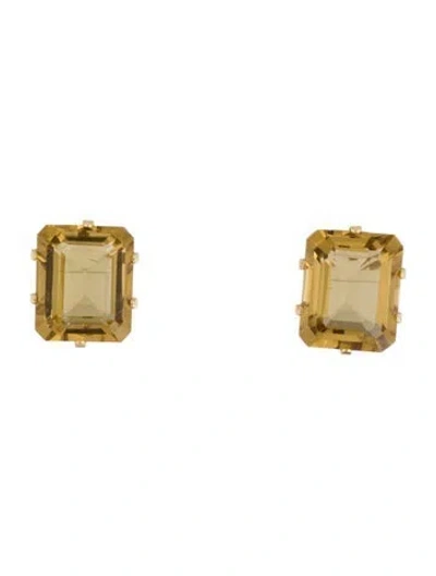 Pre-owned Earrings 14k 9.80ctw Citrine Stud  In Multi