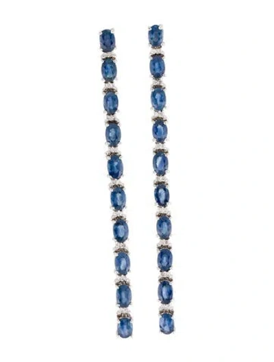 Pre-owned Earrings 14k 9.80ctw Sapphire & Diamond Drop  In Multi