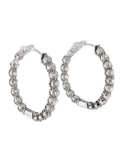 Pre-owned Earrings 14k 9.86ctw Diamond Inside-out Hoop  In Multi