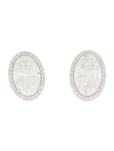 Pre-owned Earrings 14k 9.95ctw Lab-grown Diamond Halo Set Stud In Multi