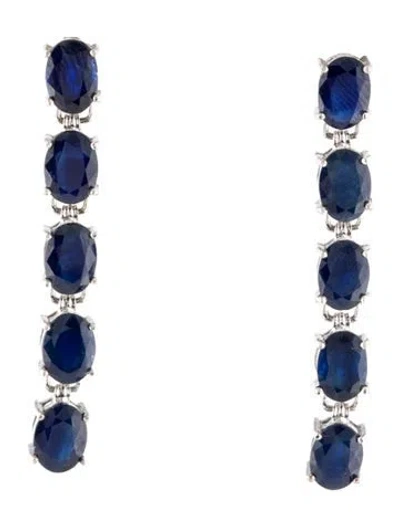 Pre-owned Earrings 14k 9.97ctw Sapphire Drop  In Multi