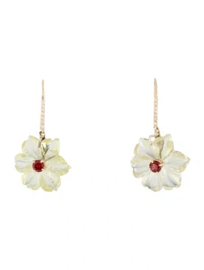 Pre-owned Earrings 14k Agate Cross Drop  In Multi