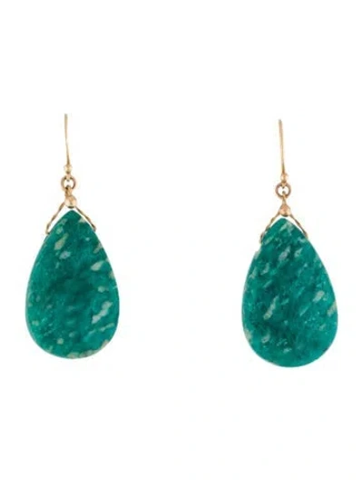 Pre-owned Earrings 14k Amazonite Drop  In Multi