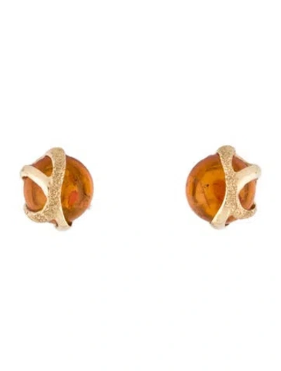 Pre-owned Earrings 14k Amber Clip-on  In Multi
