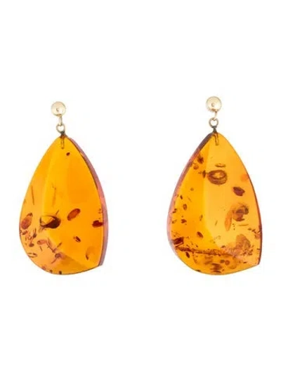 Pre-owned Earrings 14k Amber Drop  In Multi