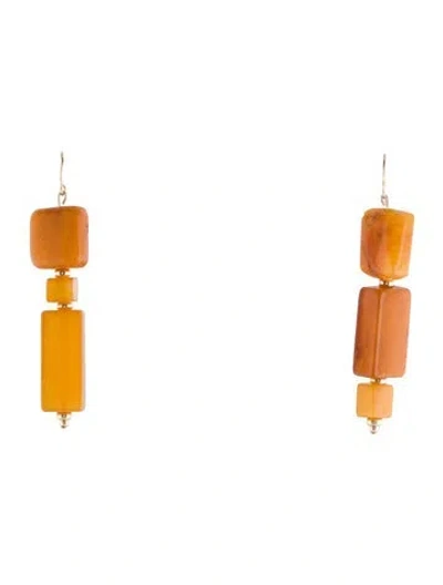 Pre-owned Earrings 14k Amber Drop  In Orange