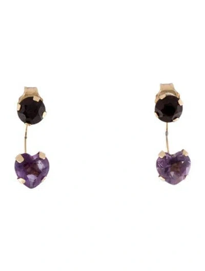 Pre-owned Earrings 14k Amethyst & Garnet Convertible Drop  In Multi
