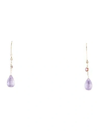 Pre-owned Earrings 14k Amethyst & Tourmaline Drop  In Multi