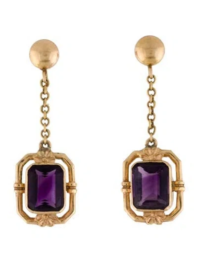 Pre-owned Earrings 14k Amethyst Drop  In Multi