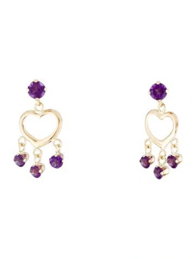 Pre-owned Earrings 14k Amethyst Drop  In Multi