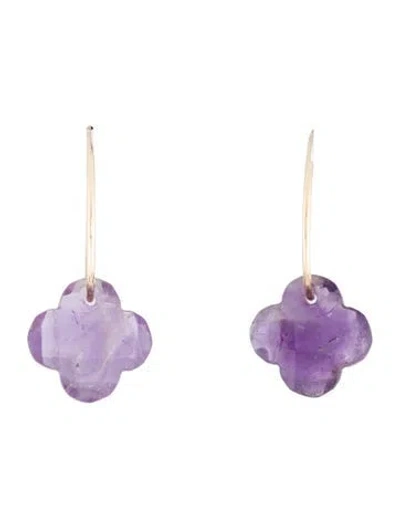 Pre-owned Earrings 14k Amethyst Drop  In Multi
