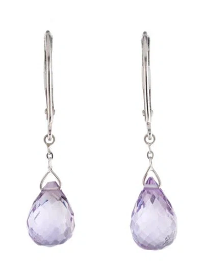 Pre-owned Earrings 14k Amethyst Drop  In Multi