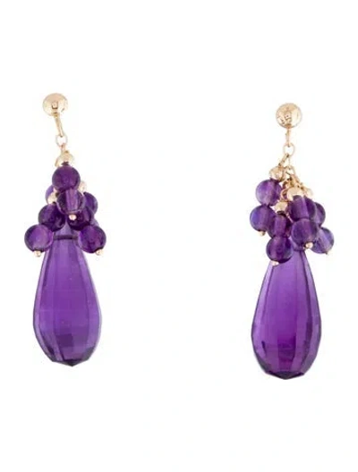 Pre-owned Earrings 14k Amethyst Drop  In Multi