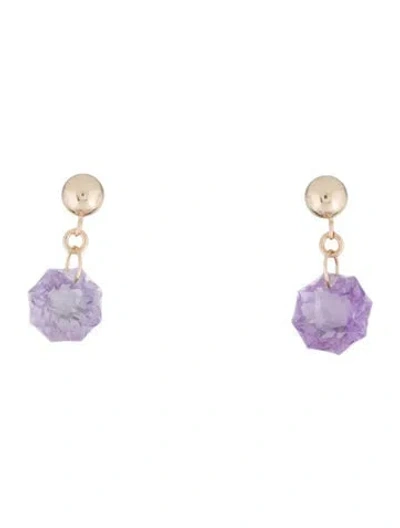 Pre-owned Earrings 14k Amethyst Drop  In Multi