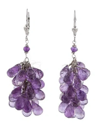 Pre-owned Earrings 14k Amethyst Drop  In Multi