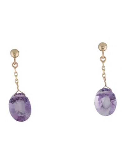 Pre-owned Earrings 14k Amethyst Drop  In Multi