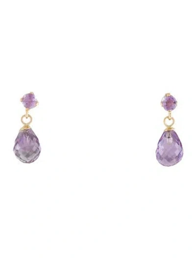 Pre-owned Earrings 14k Amethyst Drop  In Multi