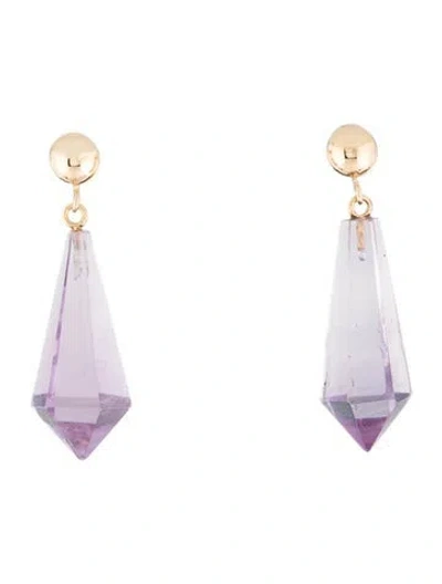 Pre-owned Earrings 14k Amethyst Drop  In Multi