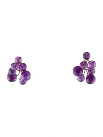 Pre-owned Earrings 14k Amethyst Drop  In Multi