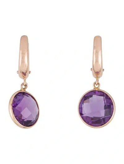 Pre-owned Earrings 14k Amethyst Drop  In Multi