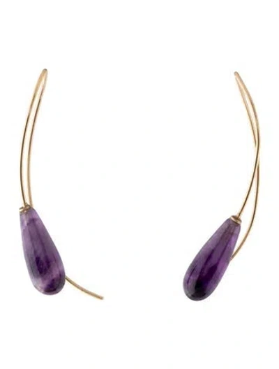 Pre-owned Earrings 14k Amethyst Drop  In Multi
